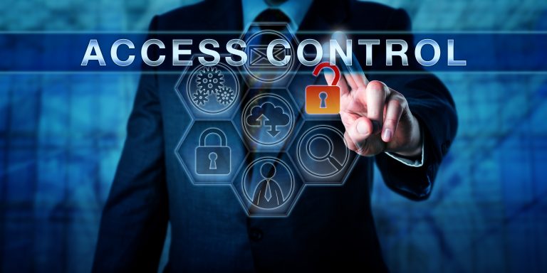 Caucasian,Manager,Is,Pushing,Access,Control,On,An,Interactive,Touch